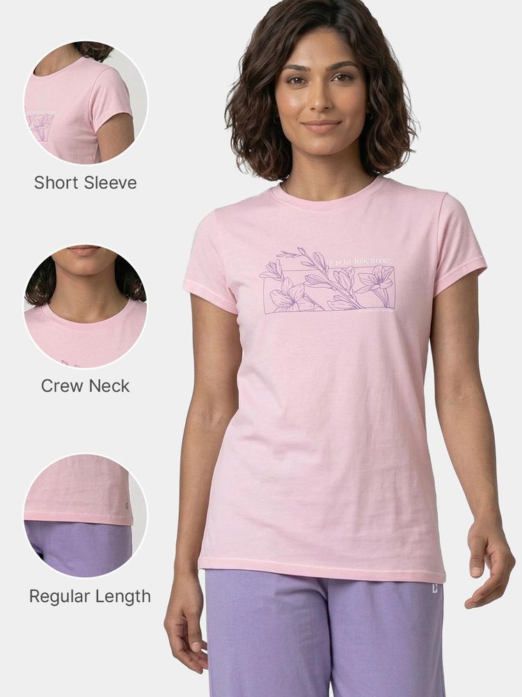 Enamor Women Crew Neck Short Sleeve Breathable Stretch Cotton T-Shirt-image-29