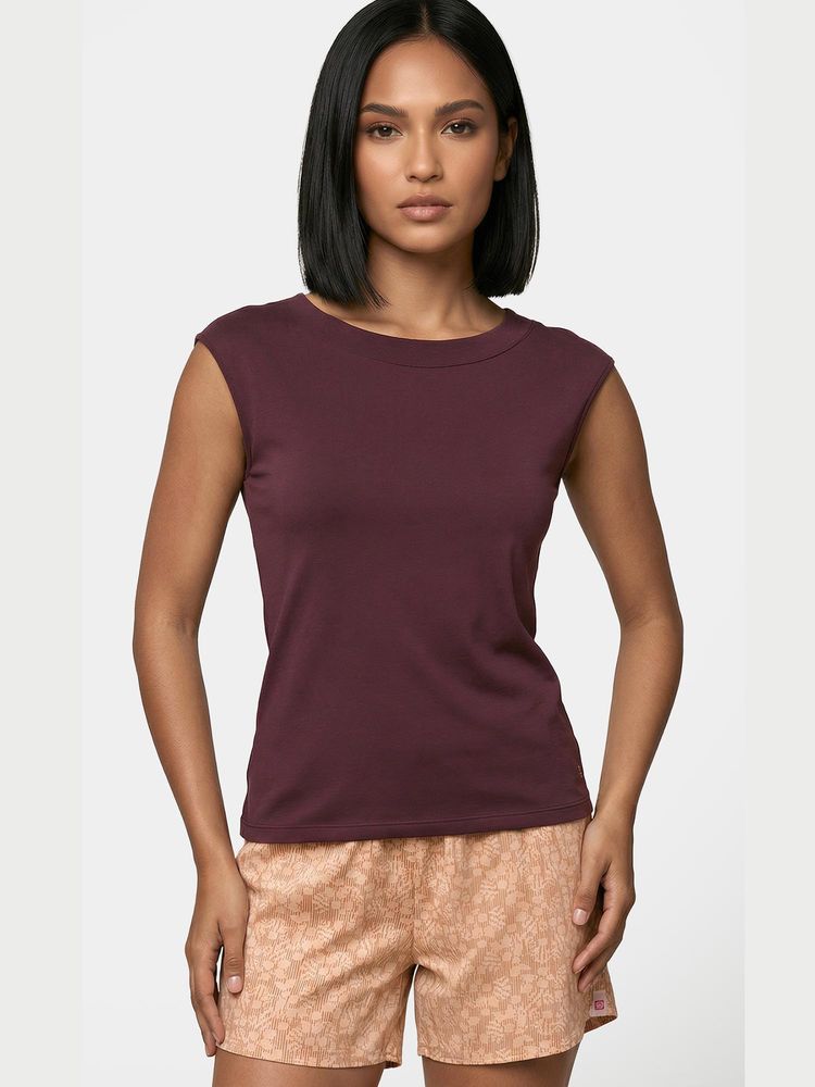 Enamor Round Neck Body Hugging Brown T-Shirt-picture-15