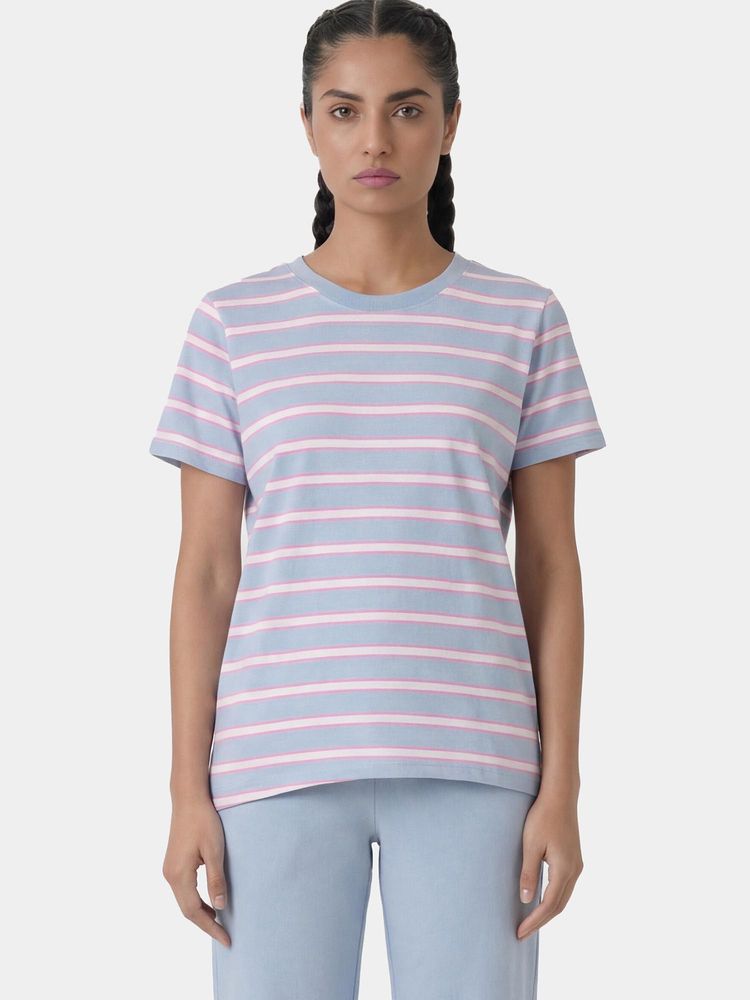Enamor Women Crew Neck Striped T-Shirt-image-1