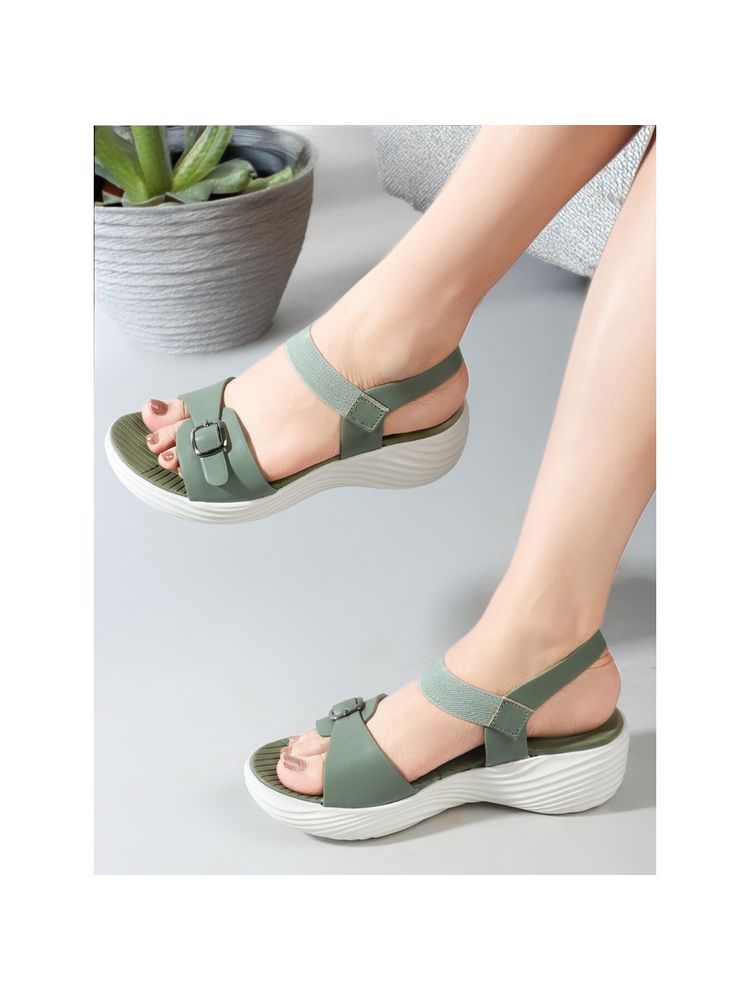 Carlton London Casual Comfort Women's Olive Sandals