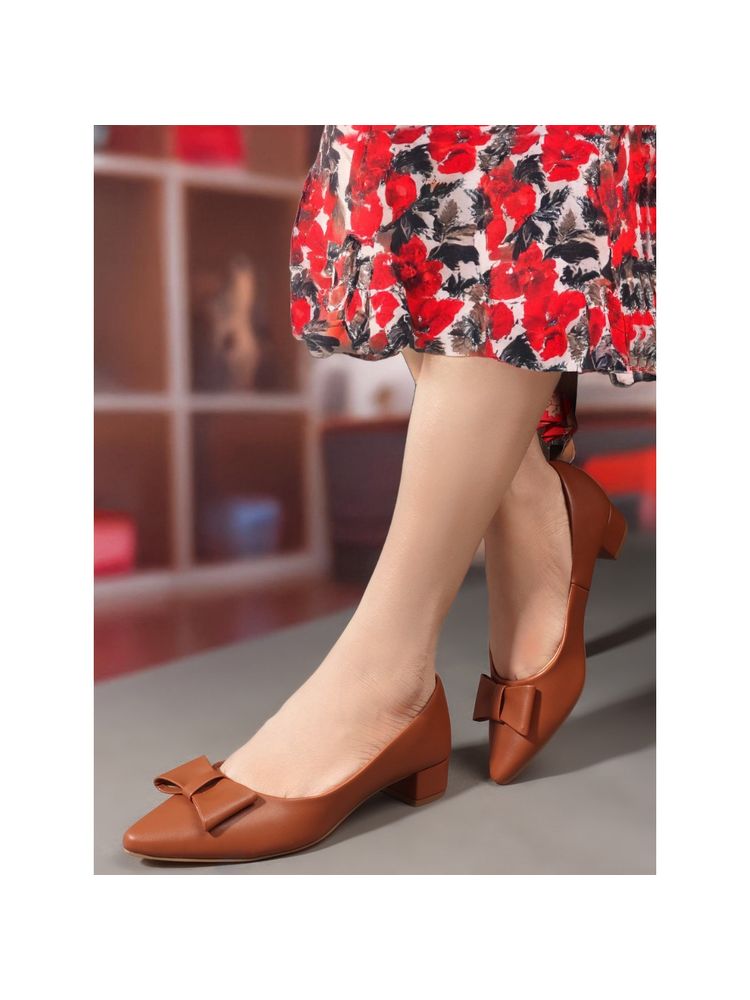 Carlton London Tan Solid Casual Pointed Toe Women's Pumps-picture-13