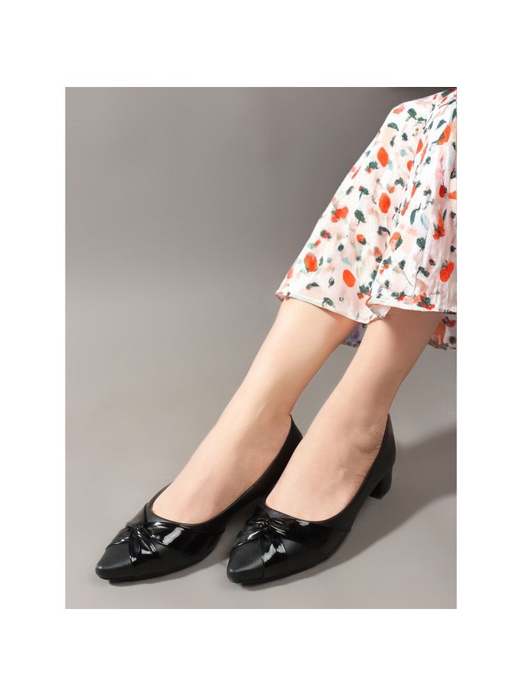 Carlton London Black Solid Casual Pointed Toe Women's Pumps-picture-11