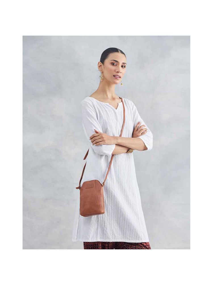 Fabindia Women Brown Leather Sling Bag-image-45