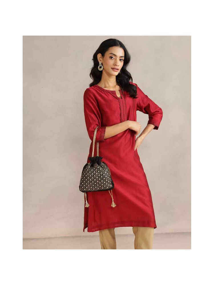 fabindia fashion Fabindia Women Black Black Silk Blend Potli Bag-picture-17