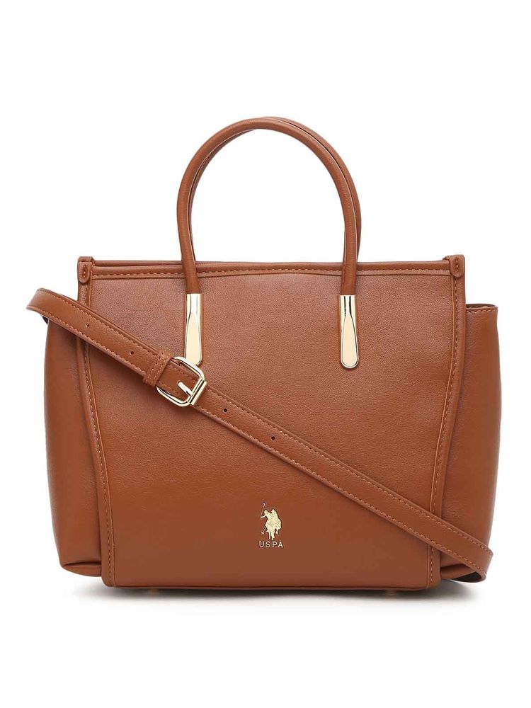 U.S. POLO ASSN. Alix Tan satchel Handbag with Detachable Sling Strap