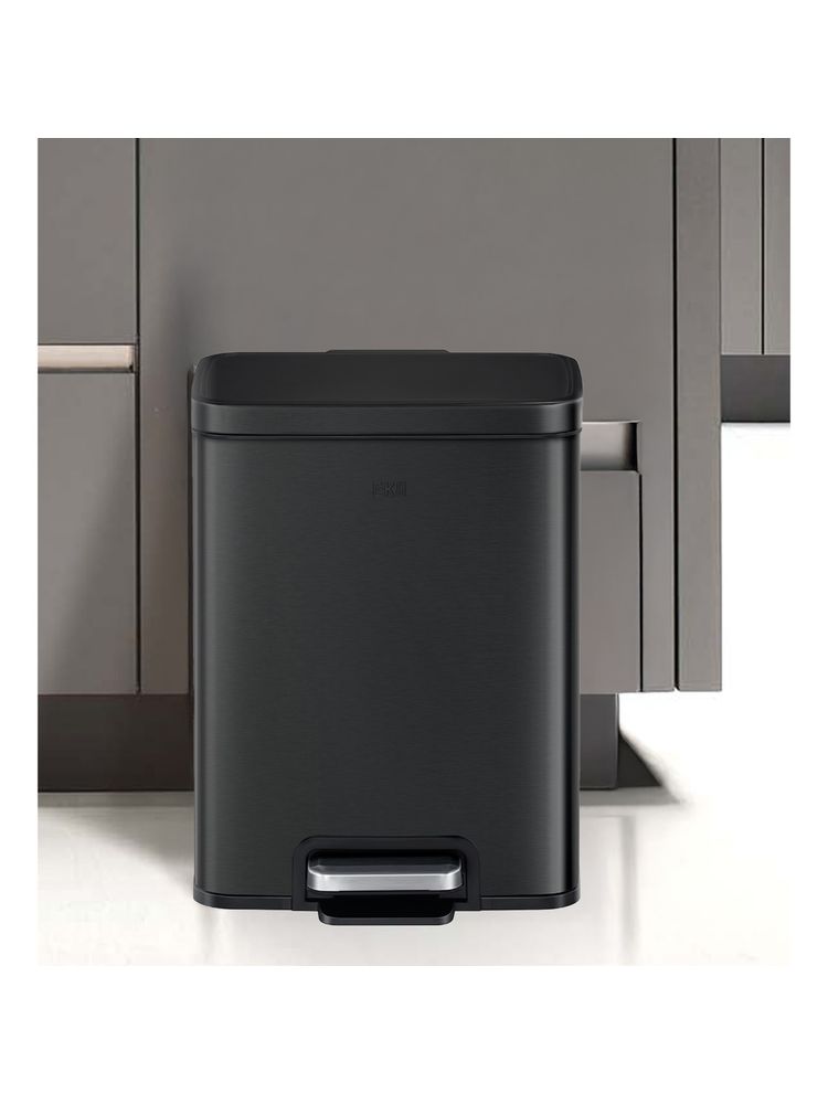 OBSESSIONS Fingerprint Resistant Step Dustbin with Liner - 12 Litre - Black Steel-image-30