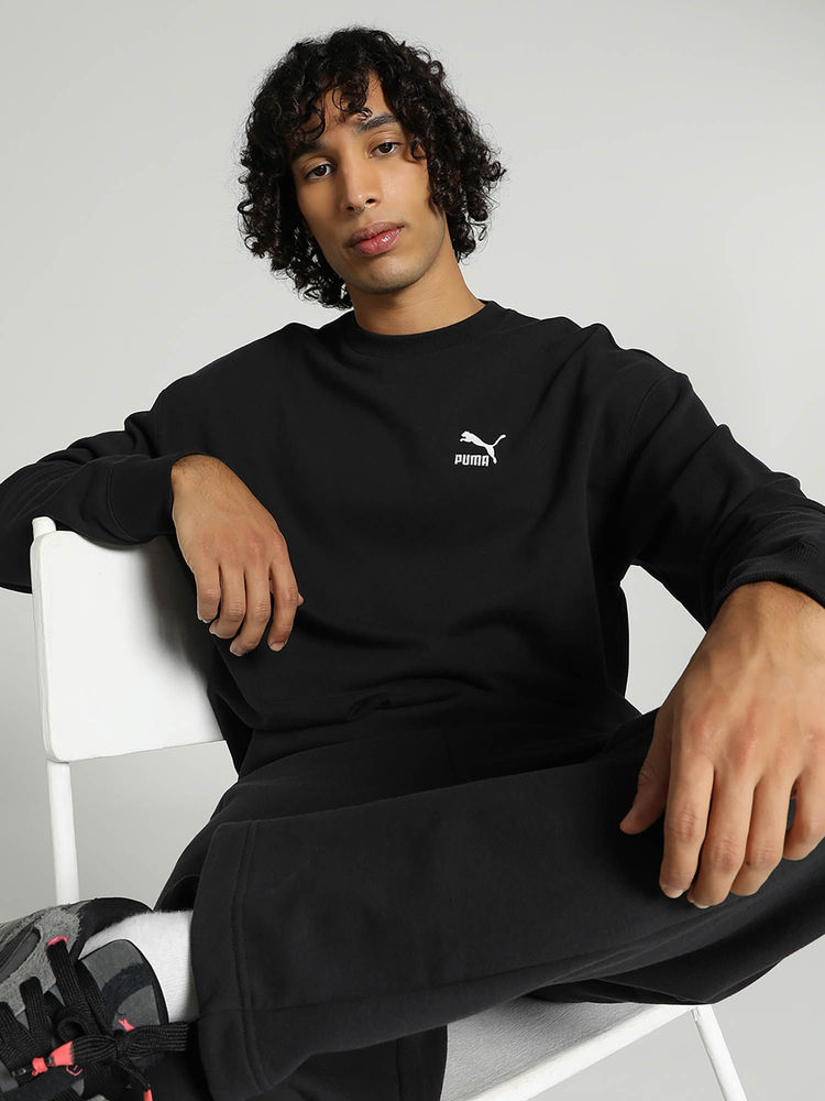 Puma Better Classics Relaxed Crew Unisex Black Sweatshirt