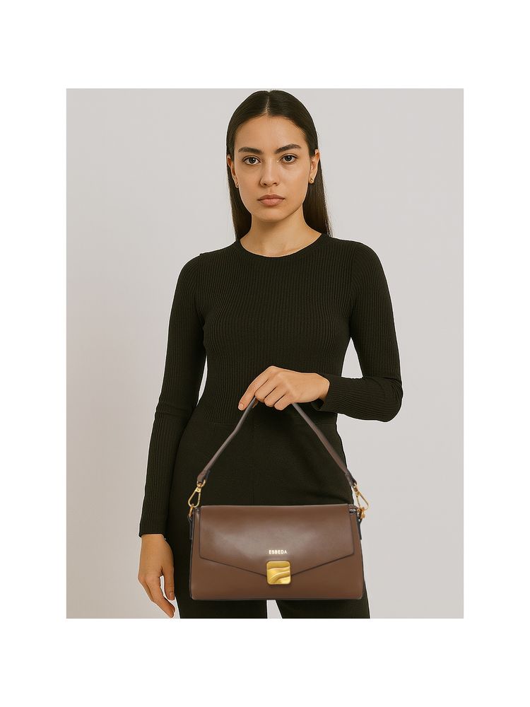 ESBEDA Women Coffee Brown Structured Crafted Sling Bag-image-30