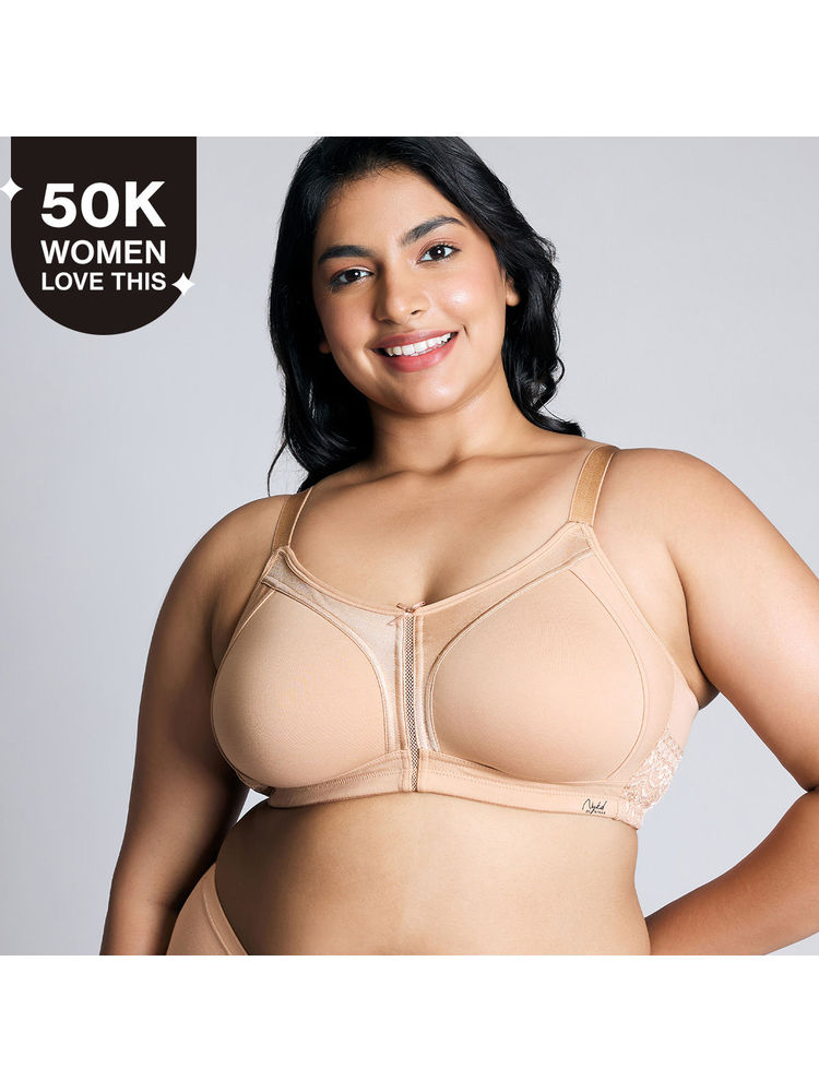 Nykd By Nykaa Everyday Cotton M-Frame Bounce Control Non-Padded Non-Wired Bra NYB101 Sand