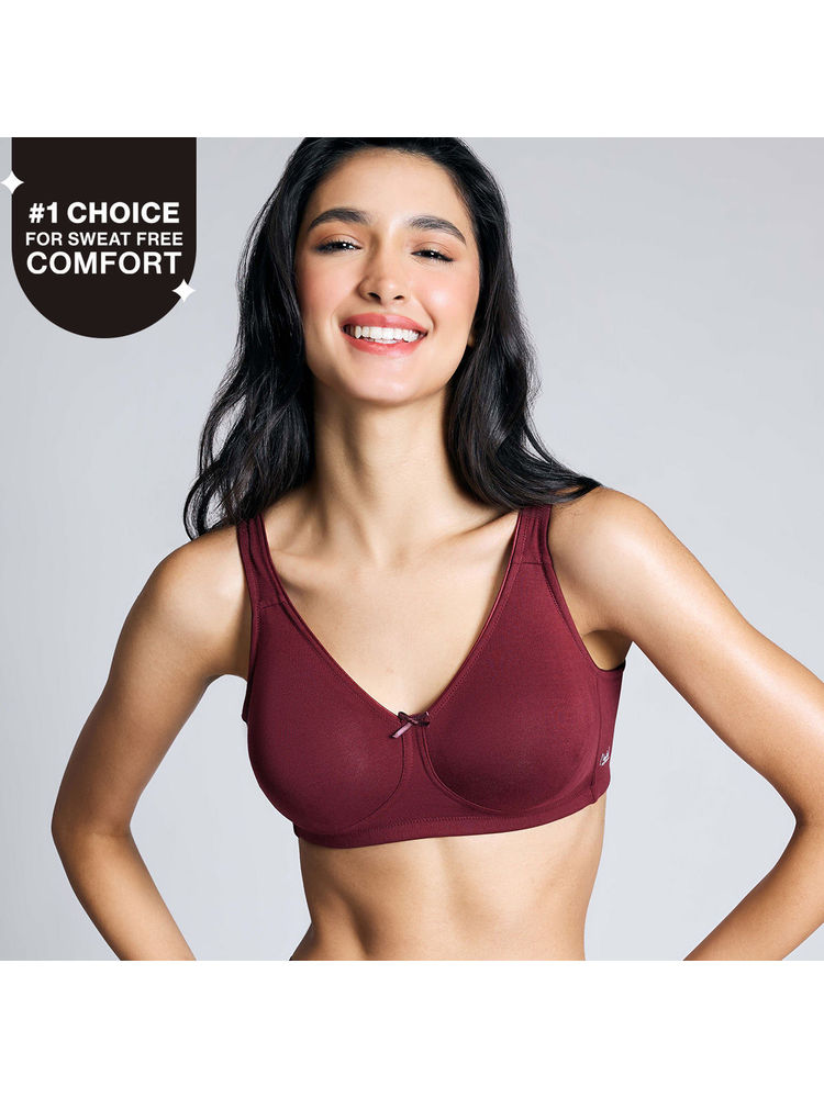 nykd by nykaa No Sweat Breast Separating Breathe Cotton Non Padded Non Wired Bra Maroon NYB105-picture-20
