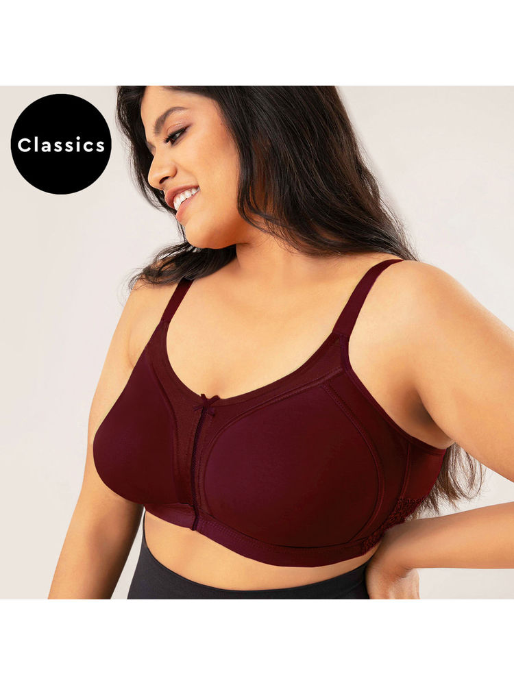 Nykd By Nykaa Everyday Cotton M-Frame Bounce Control Non-Padded Non-Wired Bra NYB101 Wine