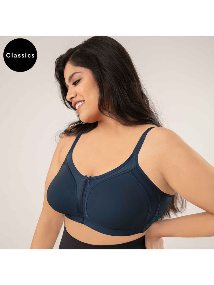 Nykd By Nykaa Everyday Cotton M-Frame Bounce Control Non-Padded Non-Wired Bra NYB101 Dark Blue