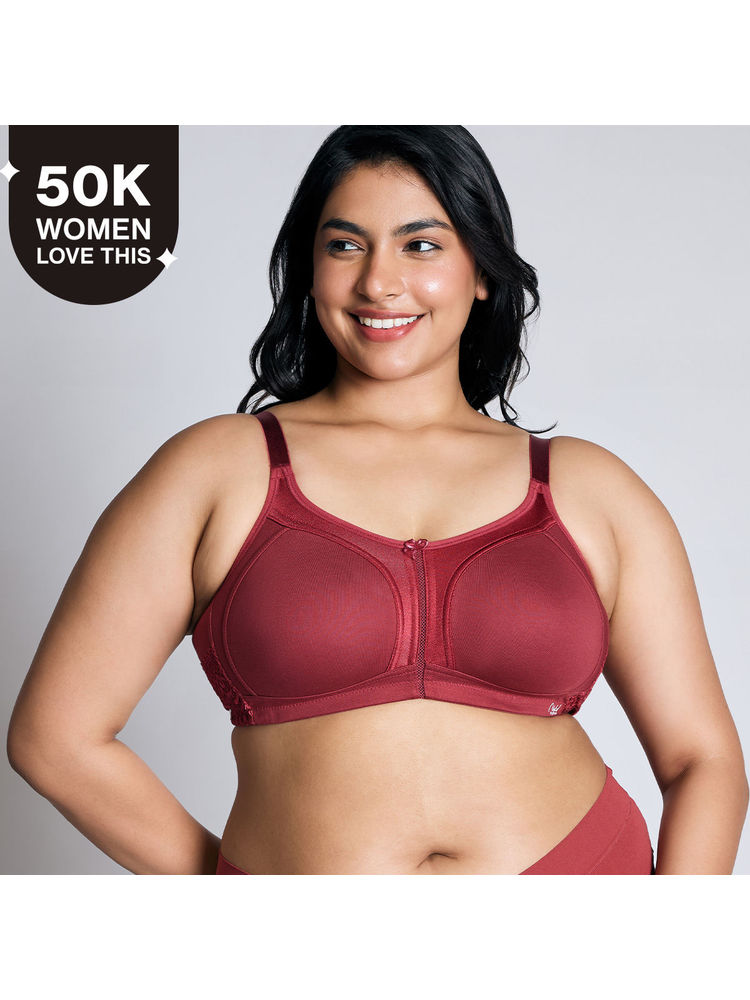 Nykd By Nykaa Everyday Cotton M-Frame Bounce Control Non-Padded Non-Wired Bra NYB101 Brick Red-picture-23