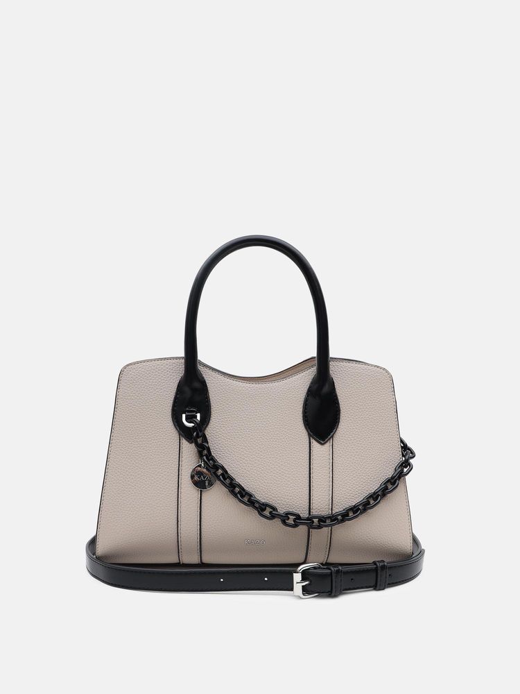 kazo fashion Kazo Beige Elmyra Satchel Bag with Detachable Strap (M)-picture-11