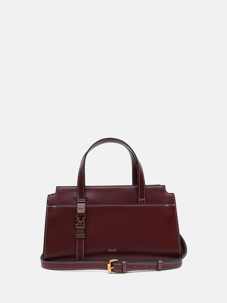 Kazo Burgundy Jakline Satchel Bag with Detachable Strap (M)-image-24