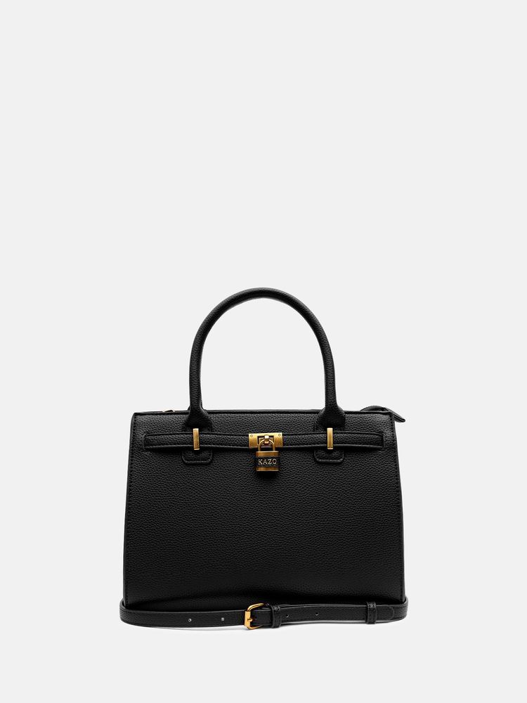 kazo fashion Kazo Black Allyn Satchel Bag with Detachable Strap (M)-picture-27