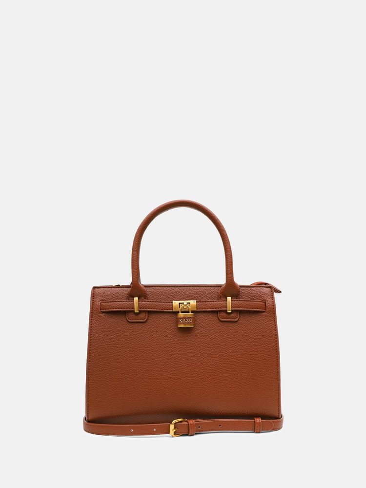 kazo fashion Kazo Tan Allyn Satchel Bag with Detachable Strap (M)-picture-19