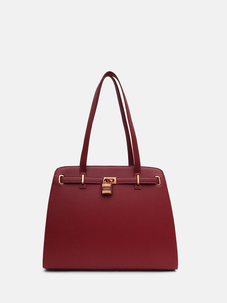 kazo fashion Kazo Maroon Arita Tote Bag (L)-picture-11