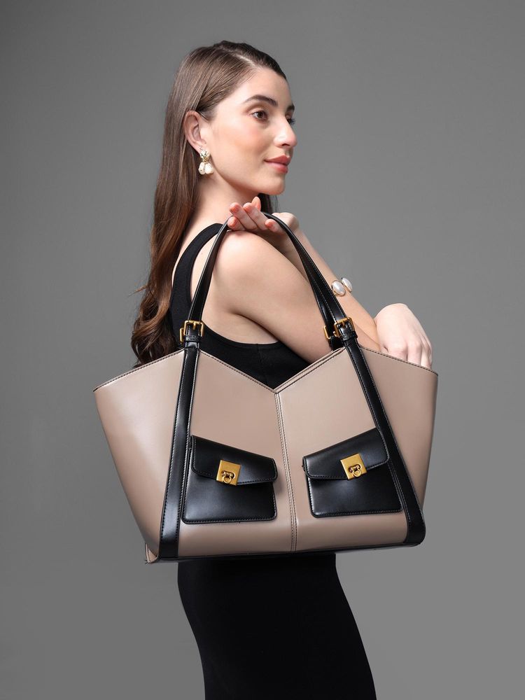 kazo fashion Kazo Taupe Maia Tote Bag (L)-picture-13