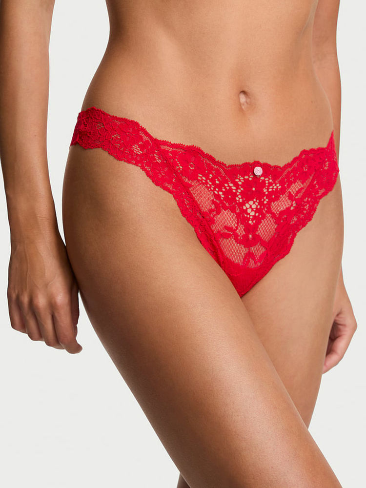 Victoria's Secret Red Dream Angels Lace Thong Panty-image-33
