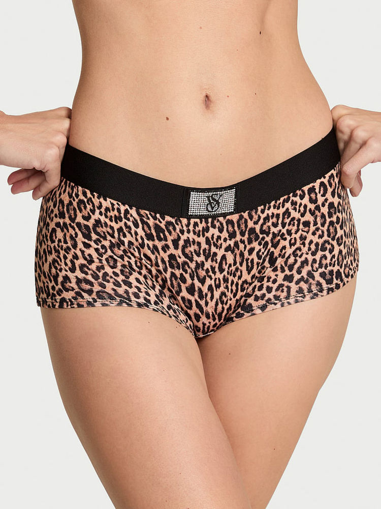 Victoria's Secret Beige Logo Cotton Shine Patch Boyshorts-image-30