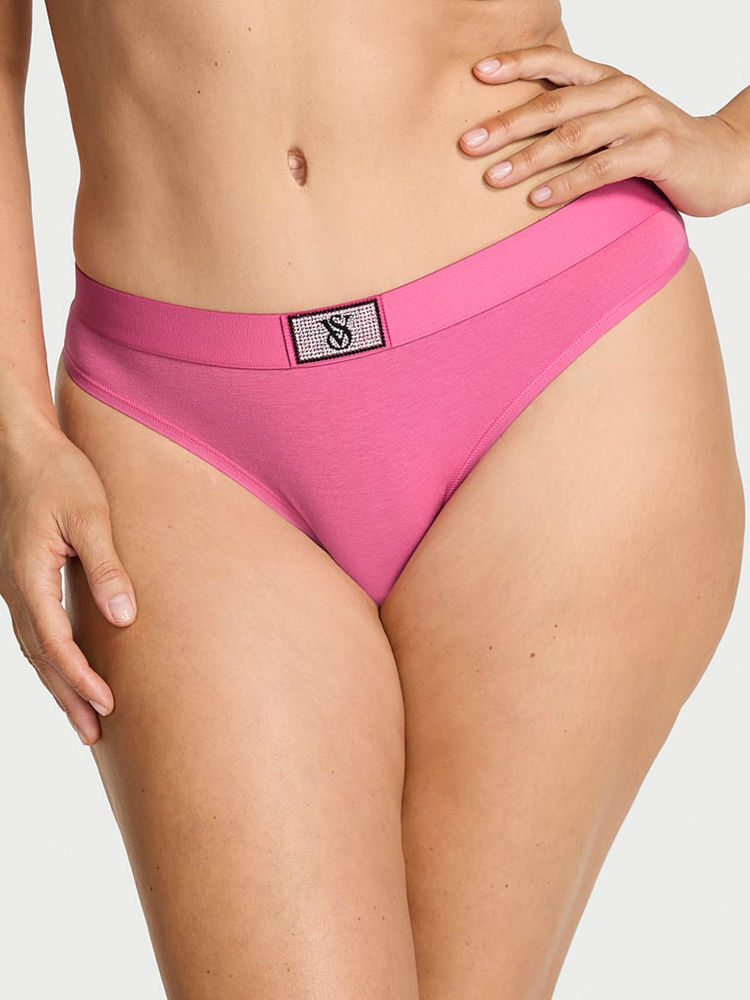 victoria's secret intimates Victoria's Secret Pink Logo Cotton Shine Patch Thong Panty-picture-15