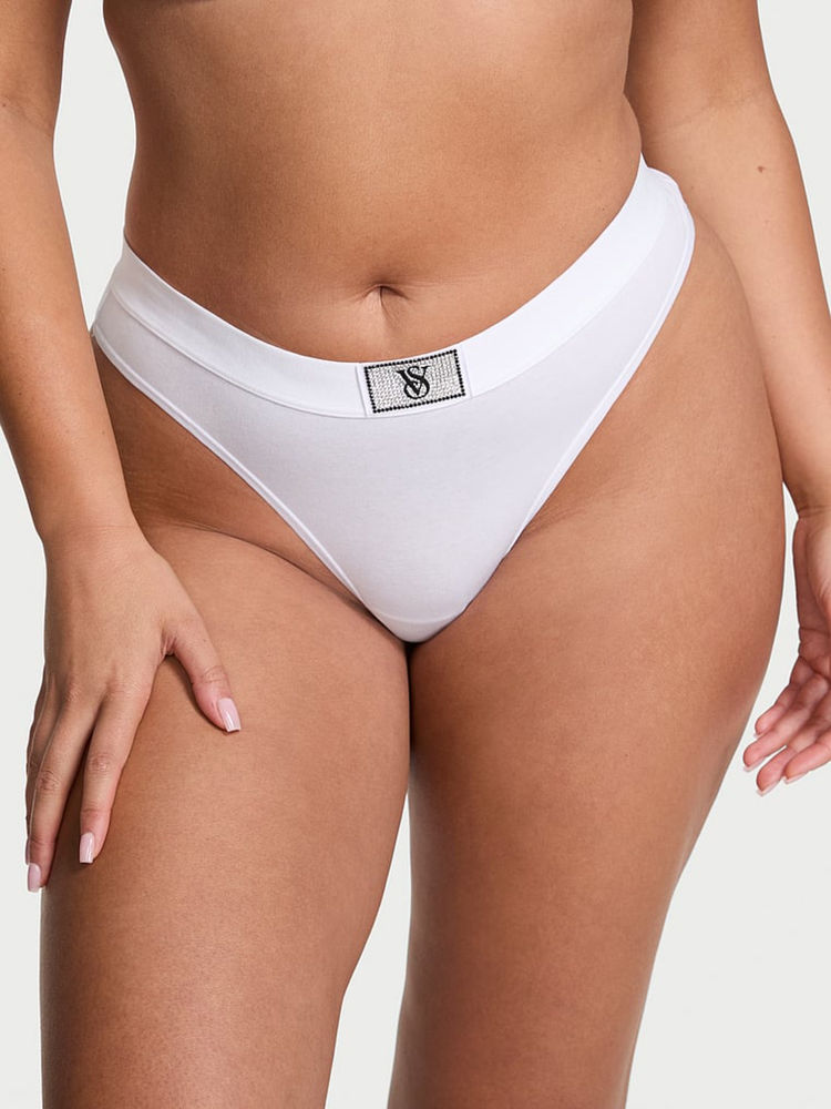 victoria's secret intimates Victoria's Secret White Logo Cotton Shine Patch Thong Panty-picture-38