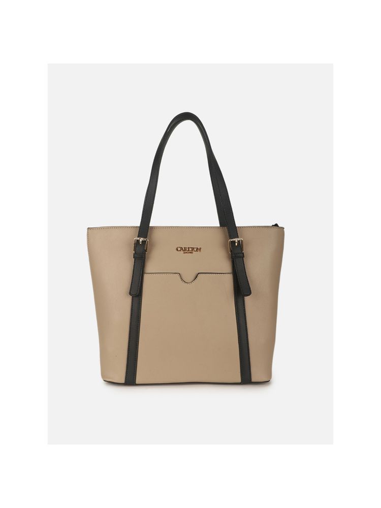 Carlton London Solid Beige Tote Bag-image-25