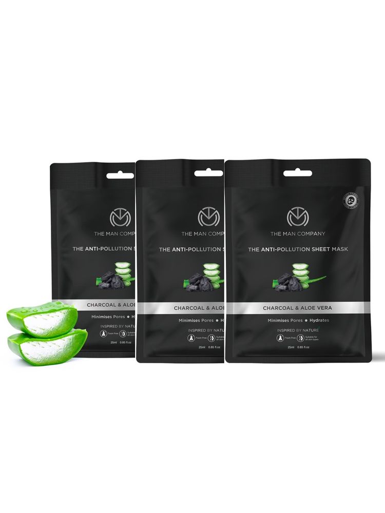 The Man Company Charcoal Face Sheet Mask - Pack Of 3-image-2