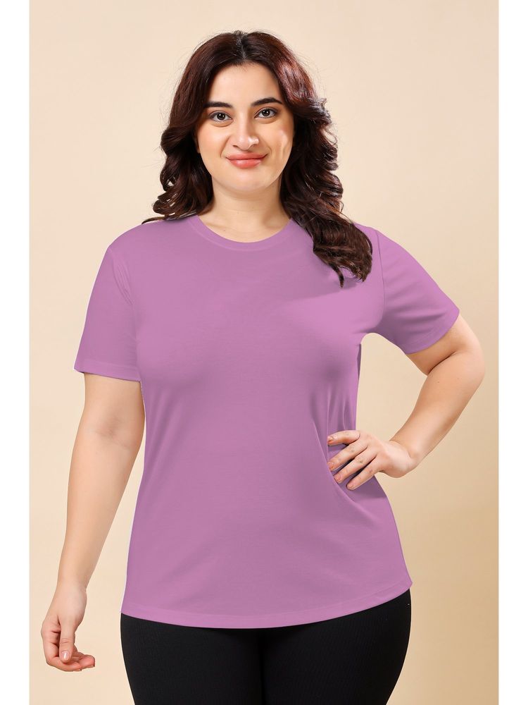 The Fit Theory Women Lavender Round Neck Breathable Quick Dry Training T-Shirt-picture-14