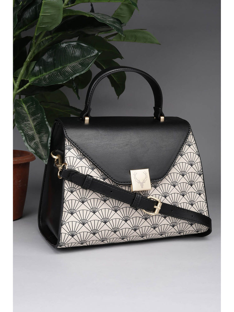 Allen Solly Women Off White and Black Printed Sling Bag-picture-27