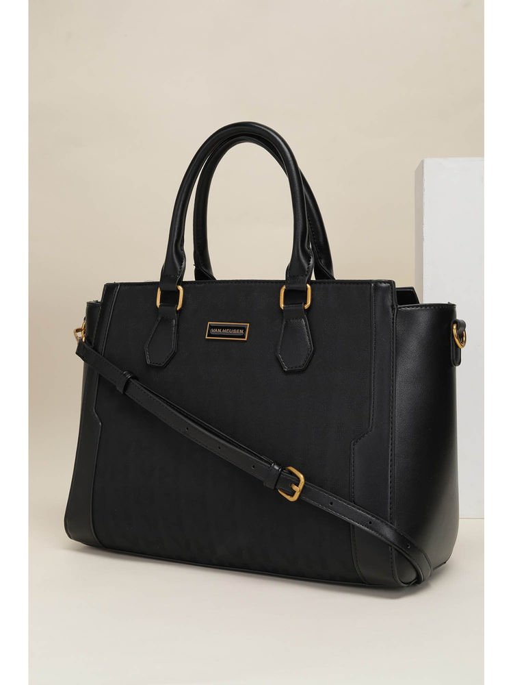 Van Heusen Women Black Printed Formal Handbag-image-1
