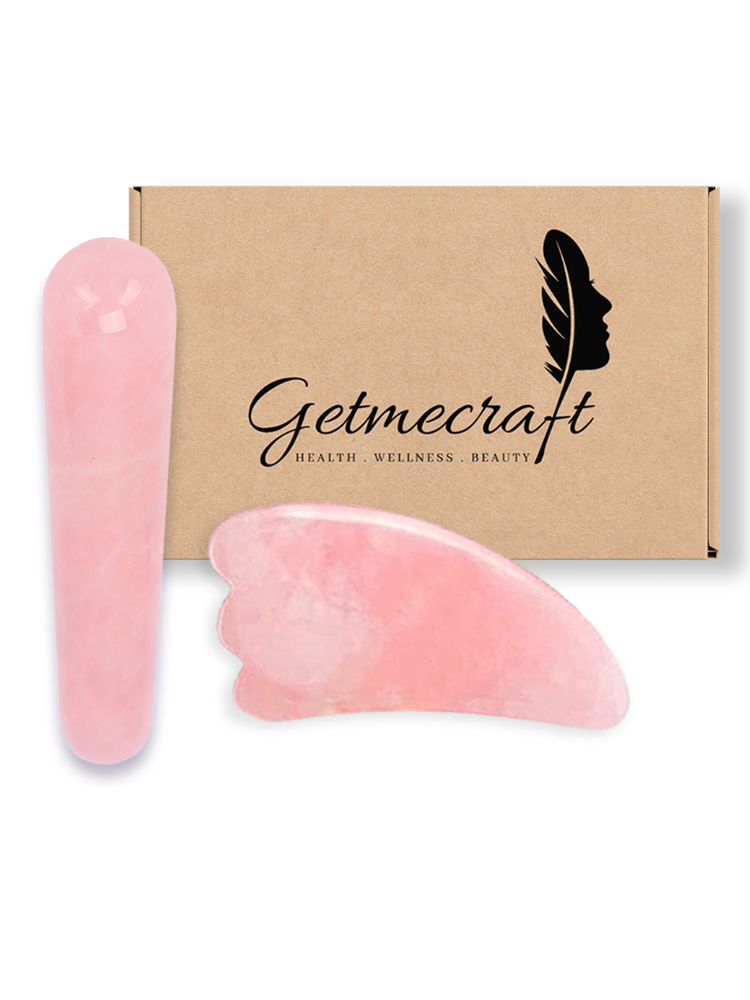 Getmecraft Rose Quartz Wing Shape Gua Sha And Wand Gua Sha Set-picture-34