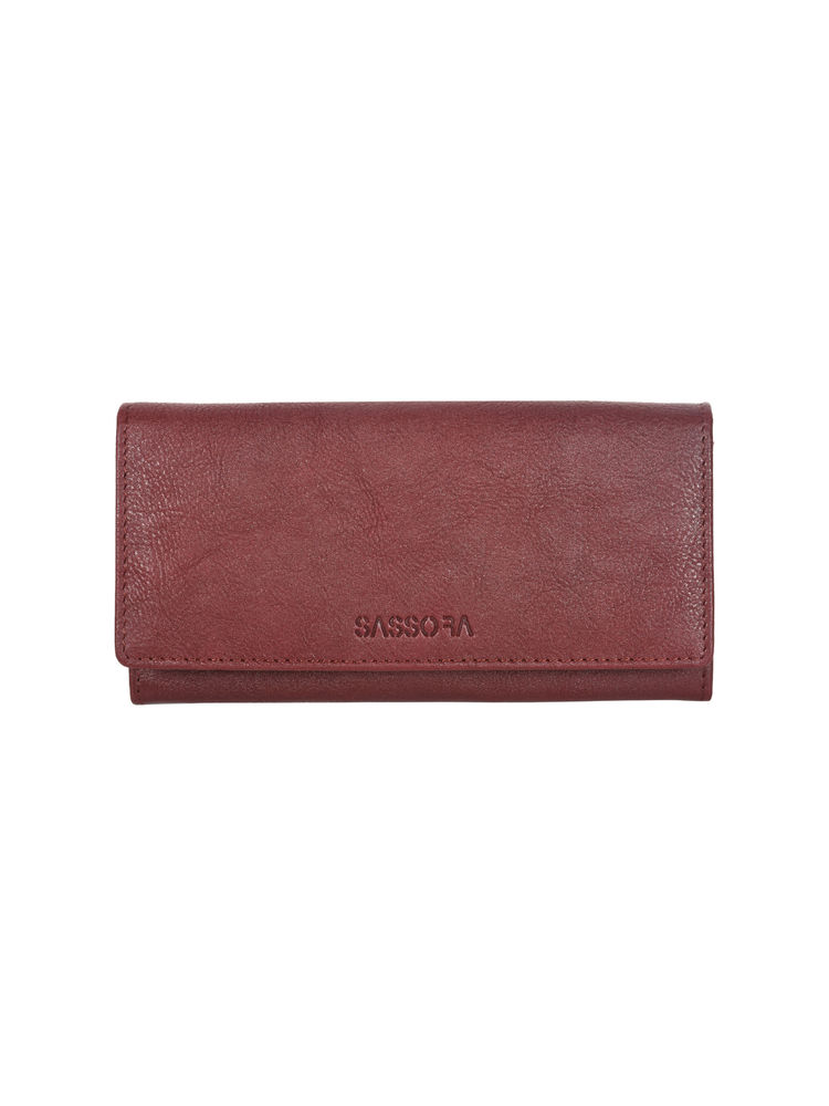 Sassora Genuine Leather Cherry Color Rfid Protected Wallet - 5 Card Holders (M)-picture-18