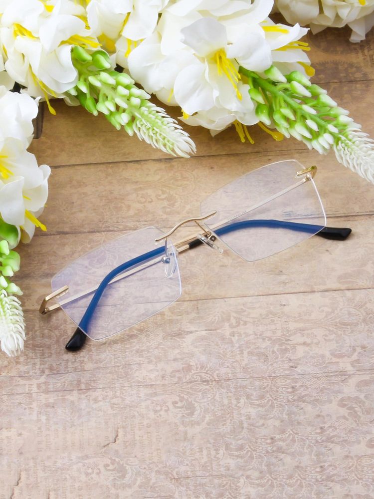 TED SMITH Unisex Rimless Rectangle Gold Eyeglass Frame-image-13