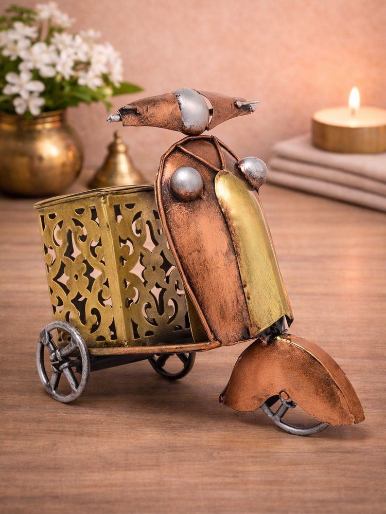 Golden Peacock Handcrafted Metal Scooter Decorative Desk Showpiece-picture-34