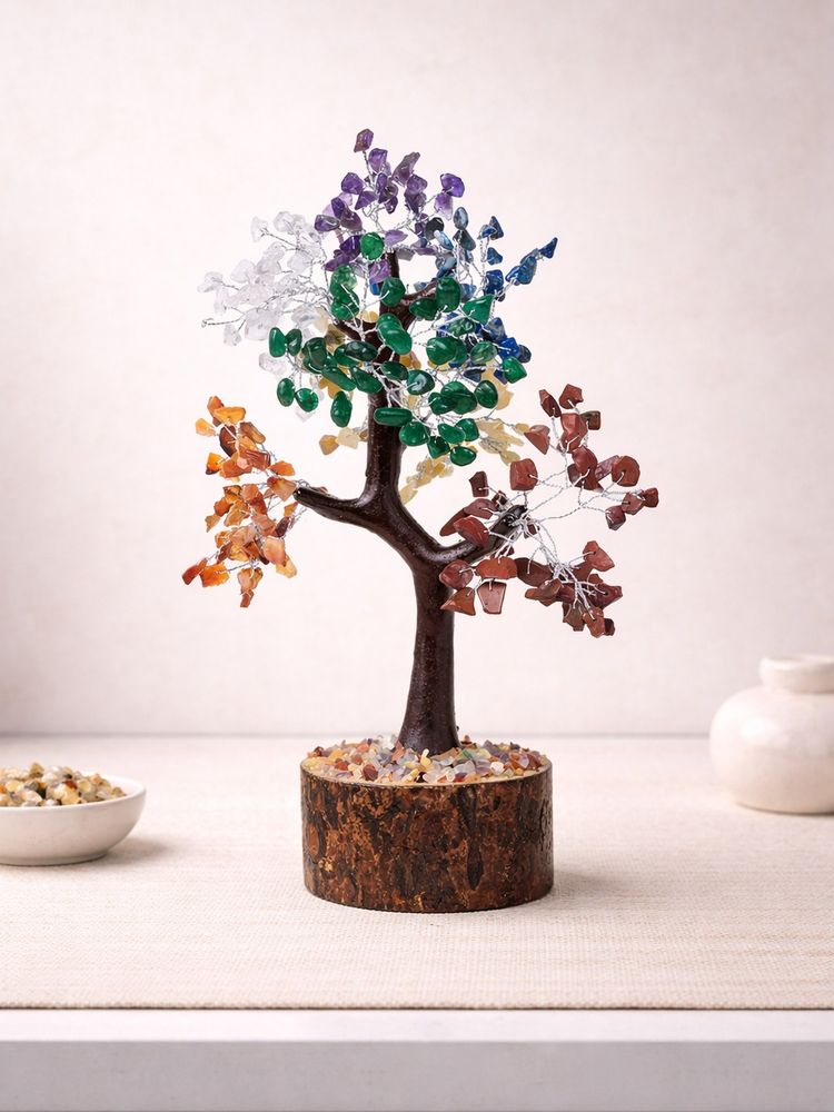 Golden Peacock Handcrafted Multicolour Gemstone Tree Decor Showpiece-picture-17