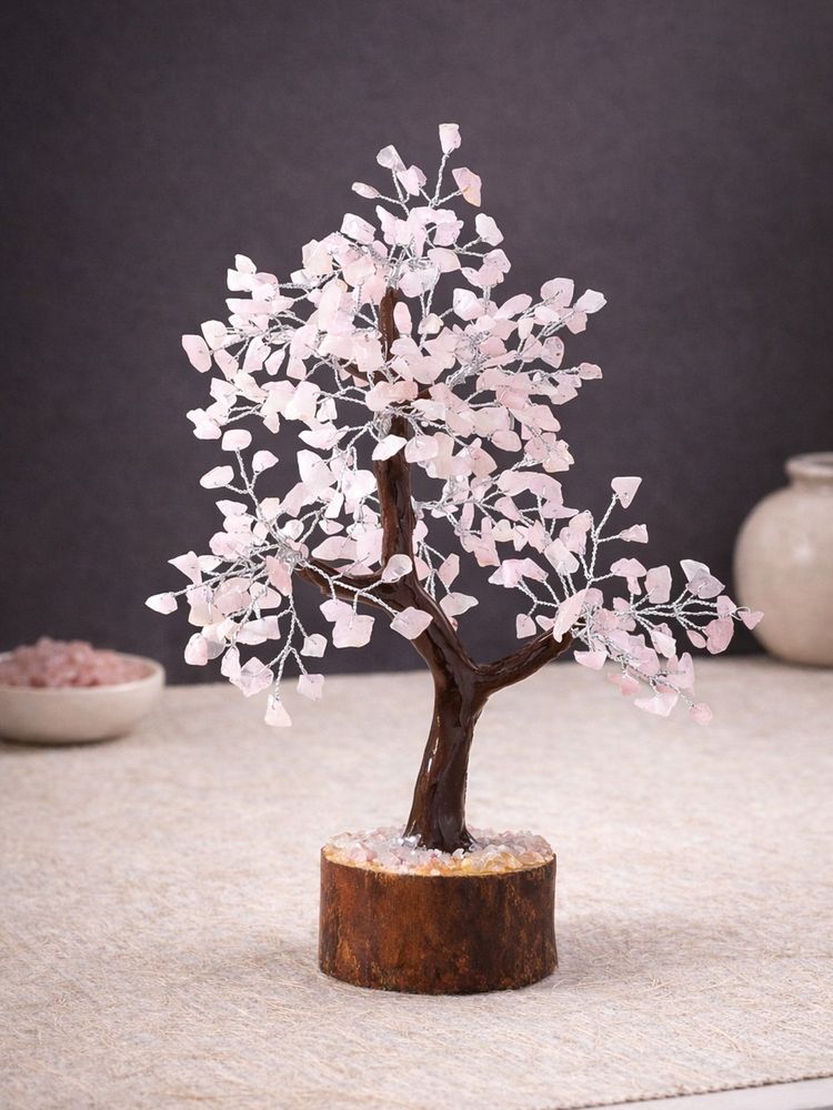 Golden Peacock Handcrafted Pink Gemstone Tree Decor Showpiece-picture-26