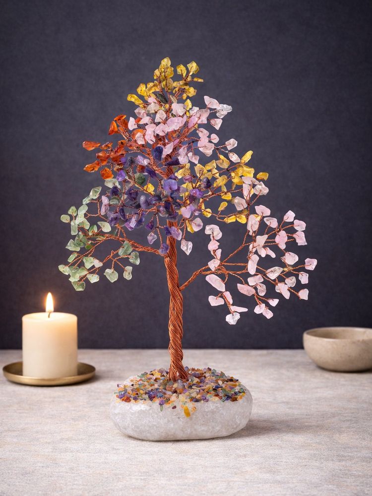 Golden Peacock Handcrafted Multicolour Agate Stone Wish Tree Decor Showpiece-picture-10