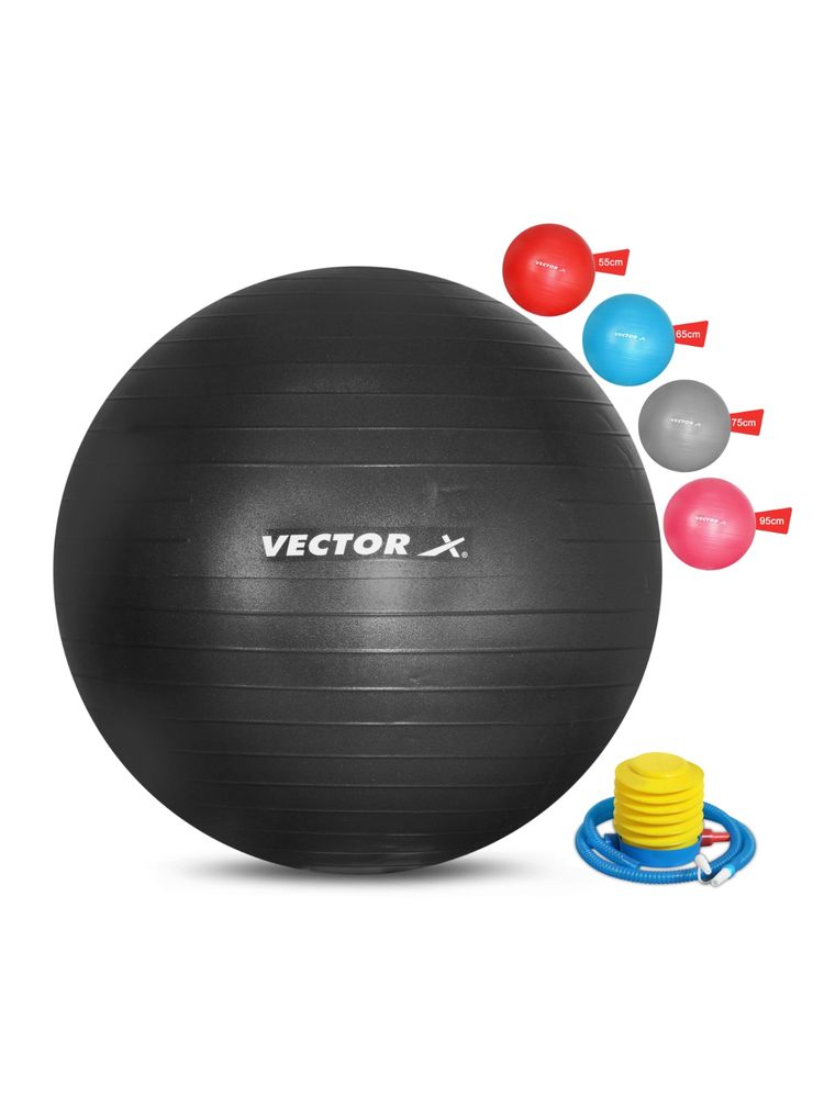 Vector X Exercise Ball - Professional Grade Anti-Burst Ball Yoga Fitness 85Cm Black-image-8