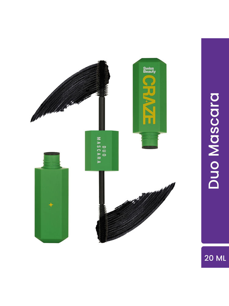 Swiss Beauty CRAZE Duo Mascara Volumizes and Lengthens Lashes With Non- Flaking Finish - Black-picture-27