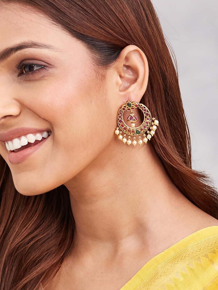fabindia fashion Fabindia Multi-Color Metal Chand Bali Earrings-picture-31