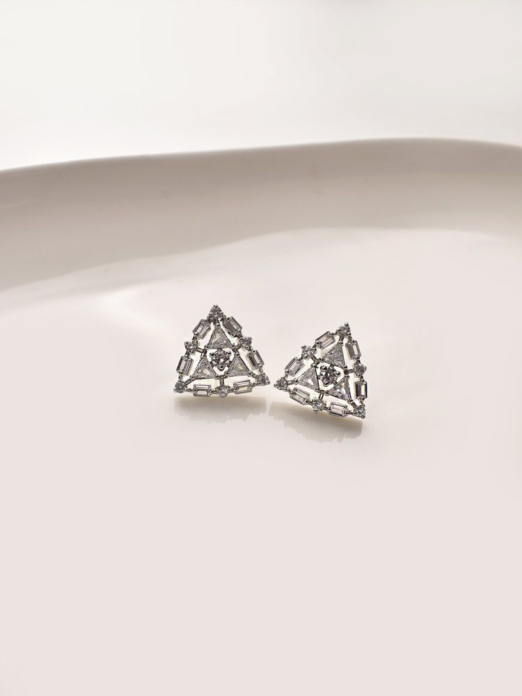 Peach Tassels White Triangle-Shaped Ad Stud Earrings-image-36