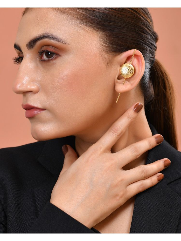 VOJ Gold Plated Circular Ear Cuffs-image-23