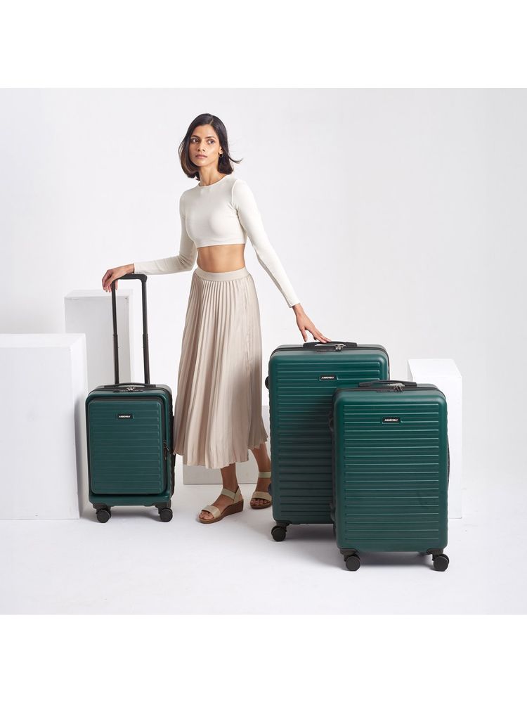 Assembly Set of 3 Luggage Trolley- 28, 24 & 20 inches Hardsided Suitcase - Green-picture-18