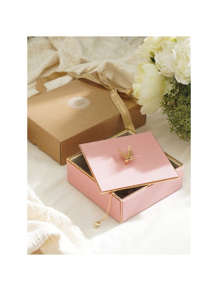 Pure Home + Living Pink Square Faux Leather Box with Lid-image-34