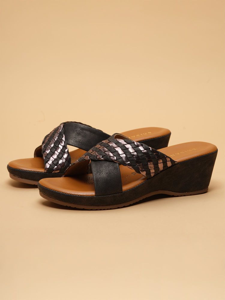 Eridani Ember Black Braided Wedges-image-4