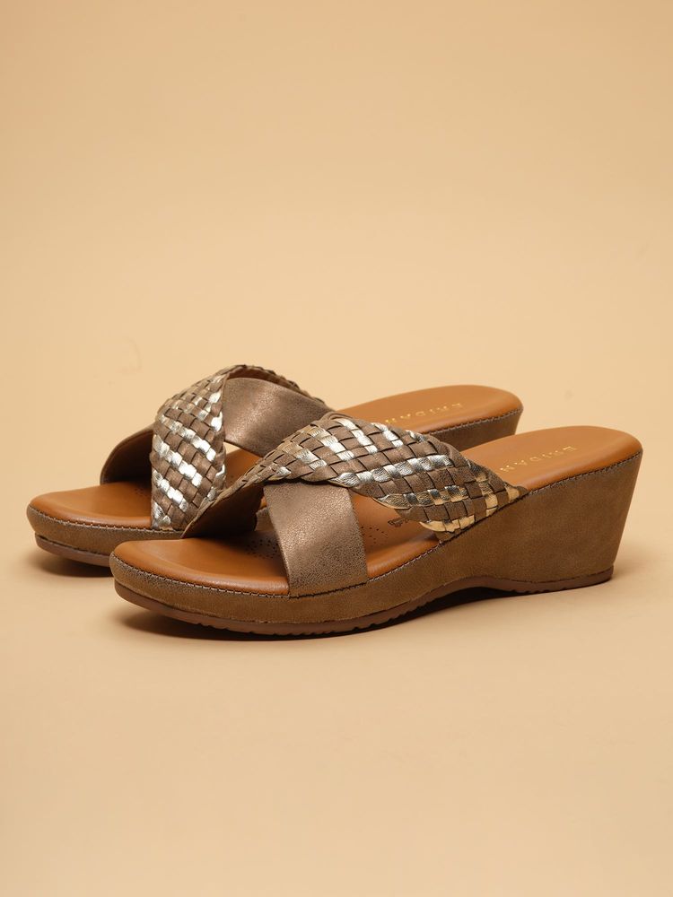 Eridani Ember Beige Braided Wedges-image-3