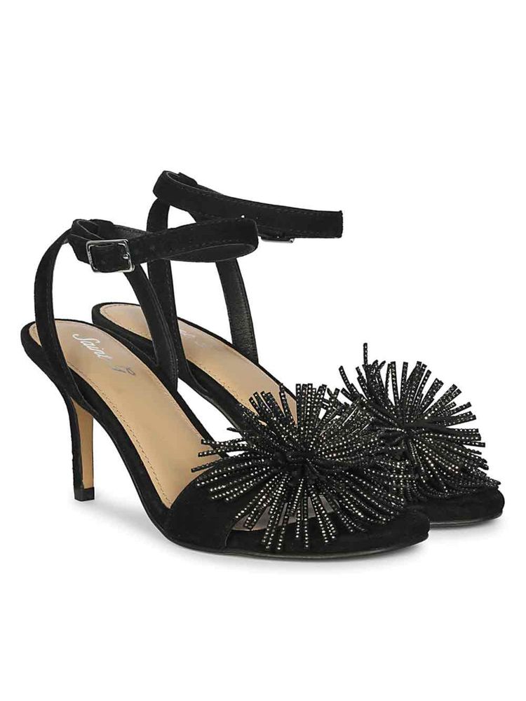 Saint G Women Black Leather Stiletto Sandal Heels-picture-41