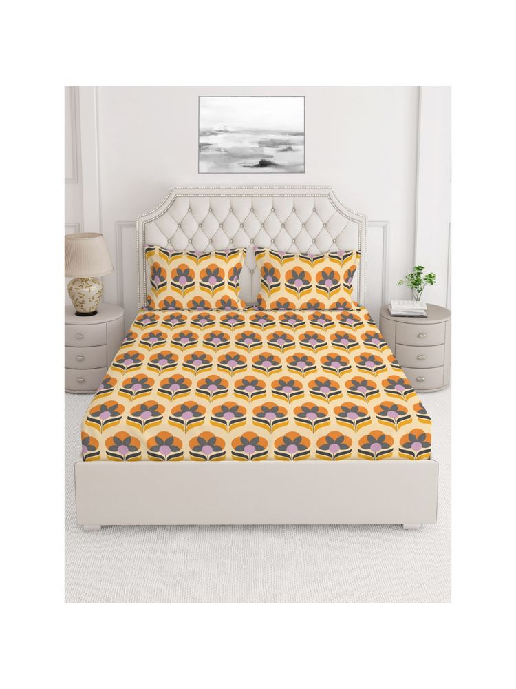 Layers Tuscany 104 TC King Bedsheet - MultiColor (King)-image-1
